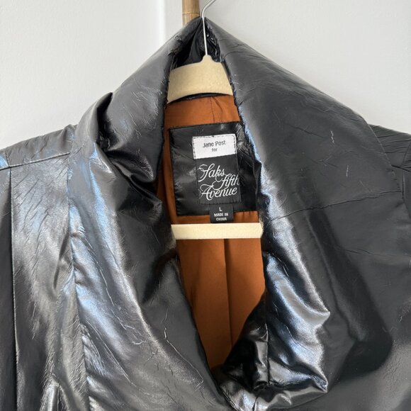 Jane Post for Saks Fifth Avenue Black Trench Rain Jacket Poncho Style - Picture 2 of 7